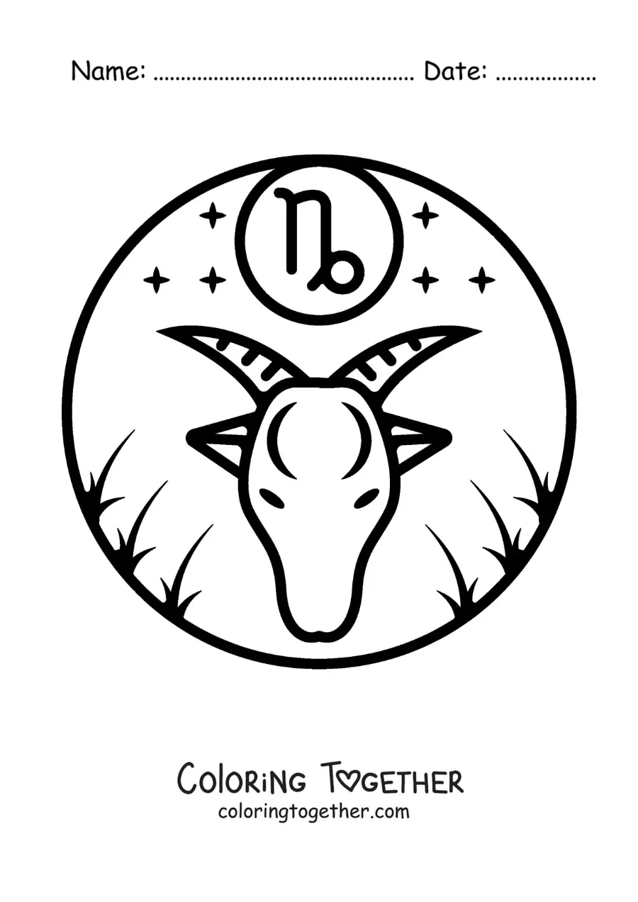 Coloring page of the easy Capricorn symbol for kids