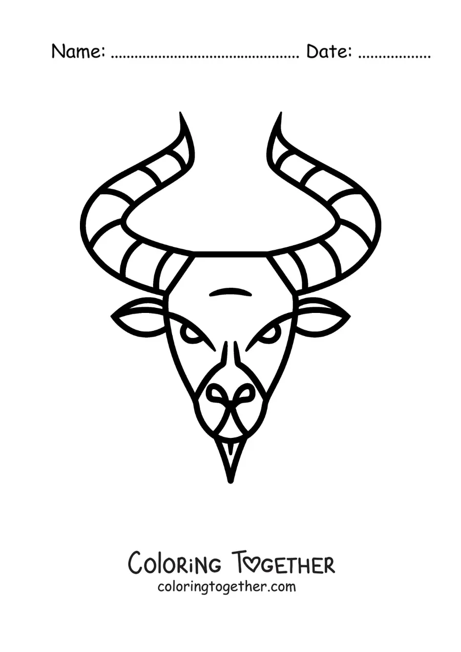 Coloring page of a symbol of a goat