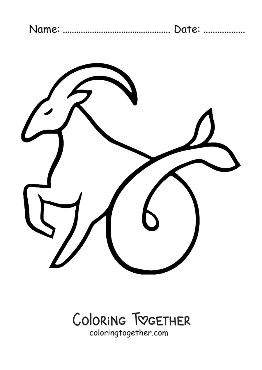 Coloring page of a Capricorn emoji