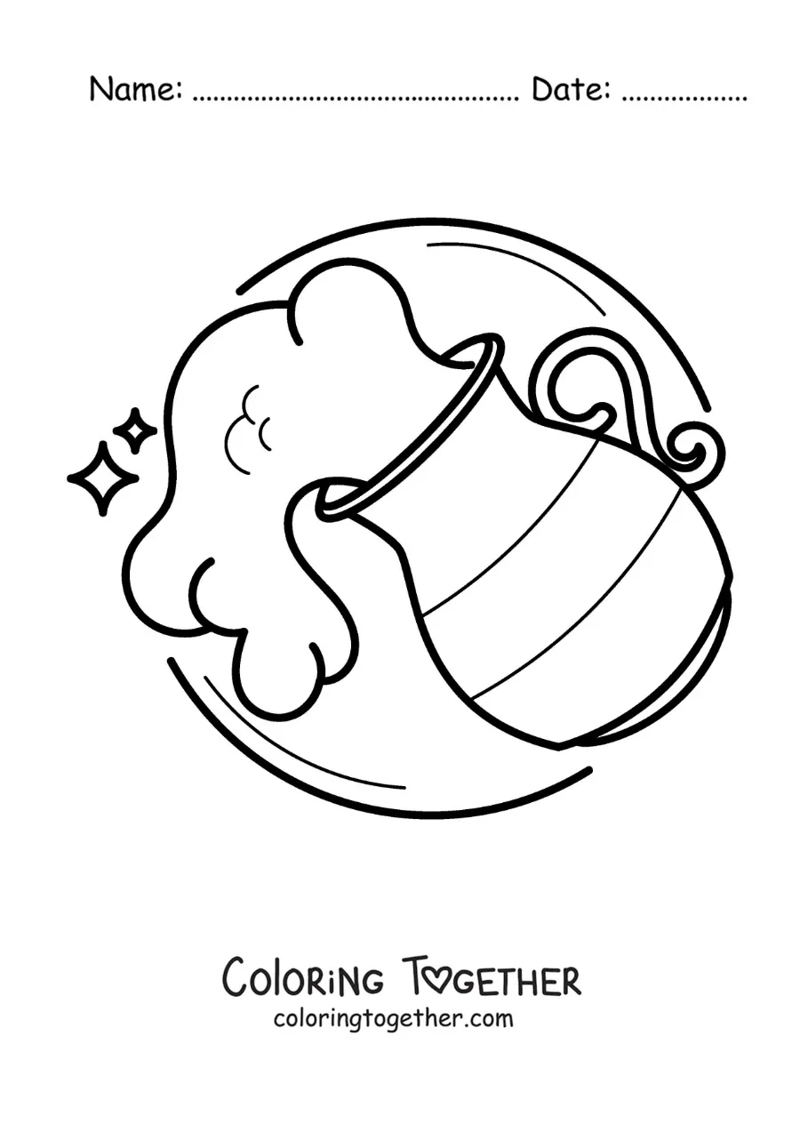 Coloring page of an easy water vessel of the Aquarius sign