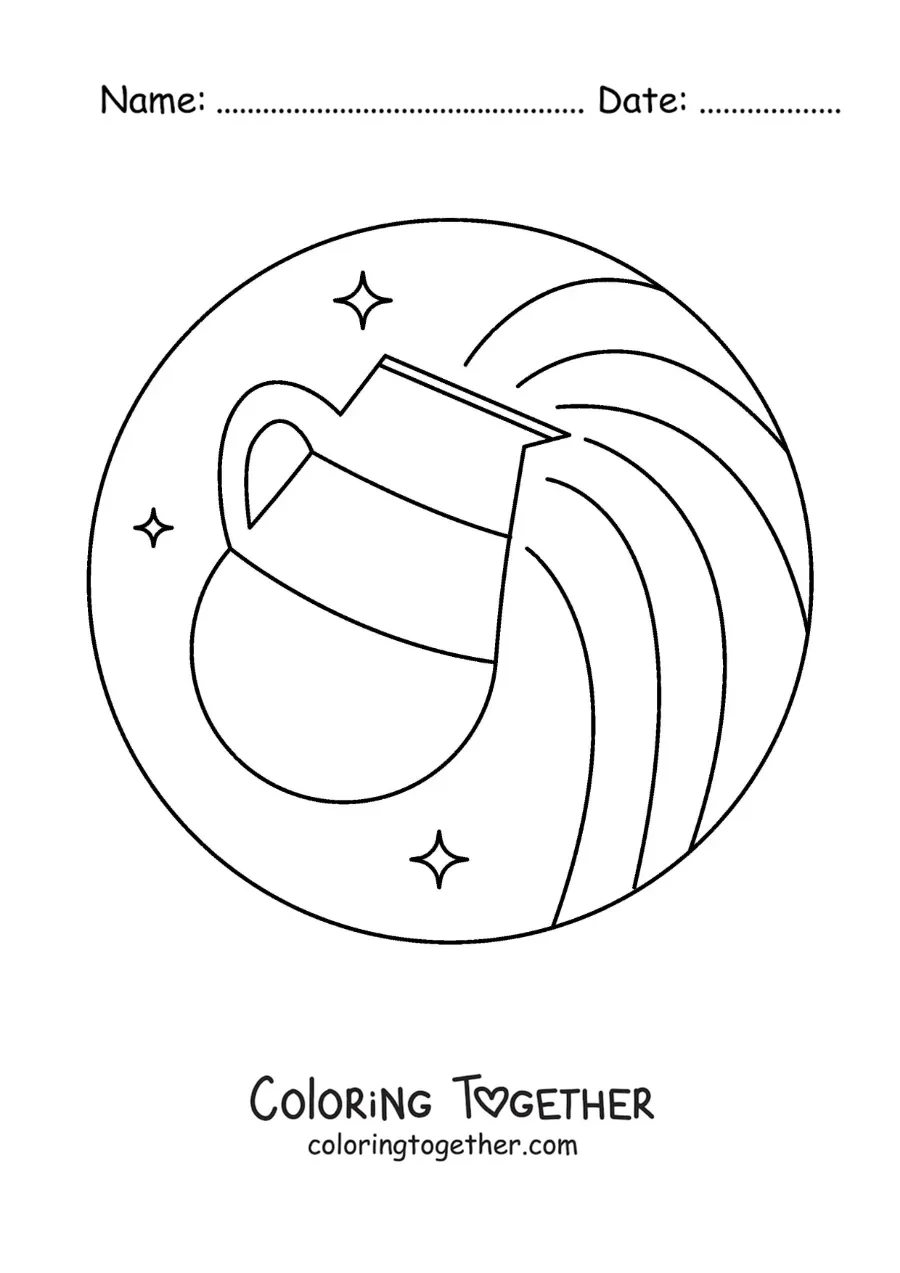 Coloring page of an easy Aquarius water vessel