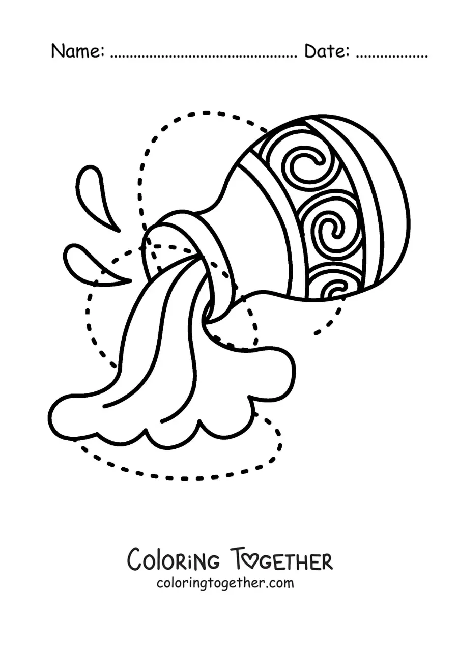 Coloring page of an Aquarius sign symbol