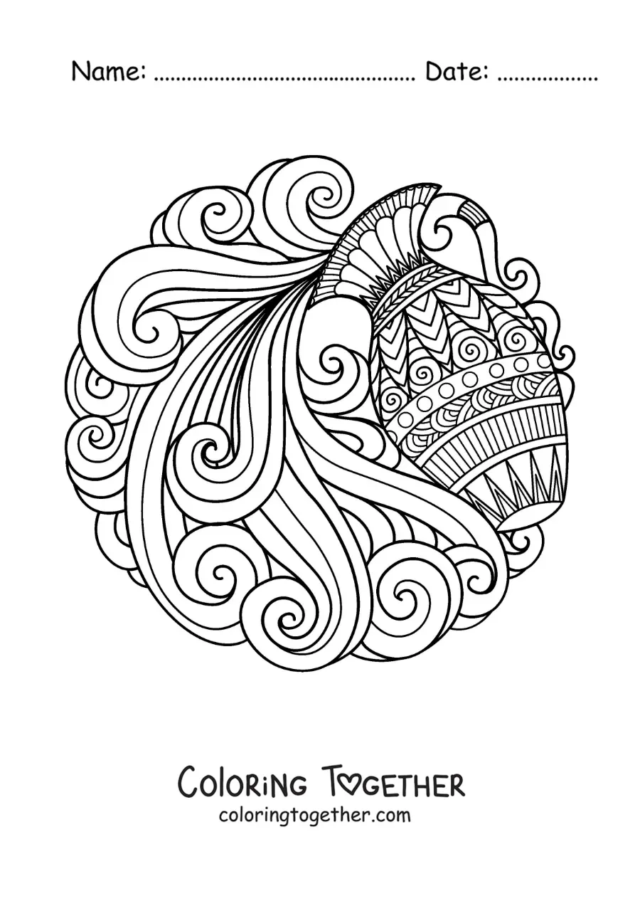 Coloring page of an Aquarius sign mandala