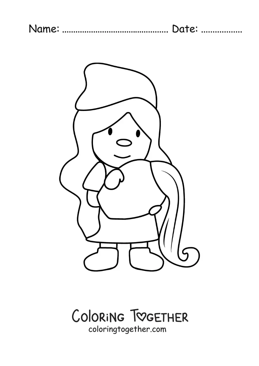 Coloring page of a childish animated gnome of the Aquarius sign