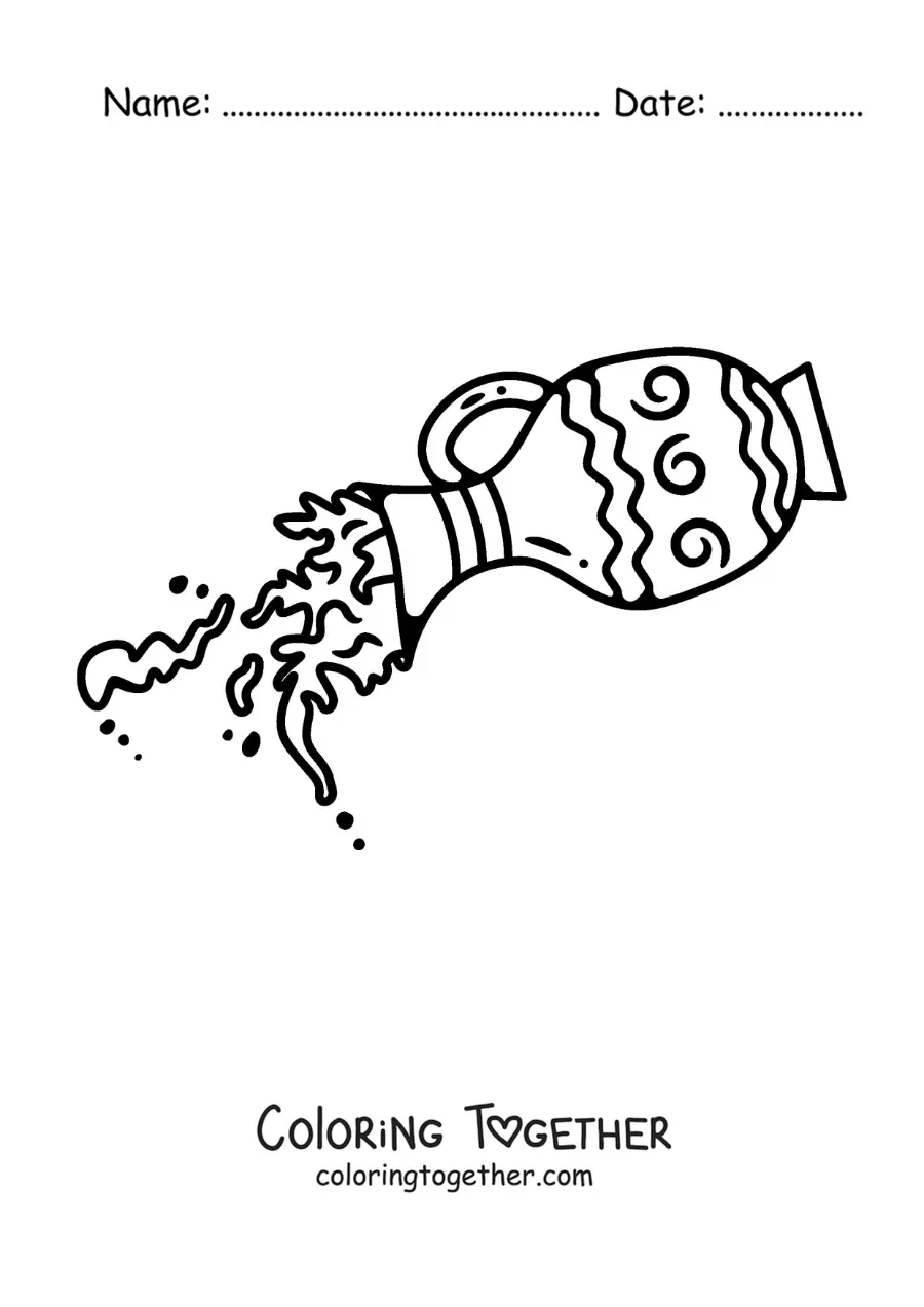 Coloring page of a jug pouring water