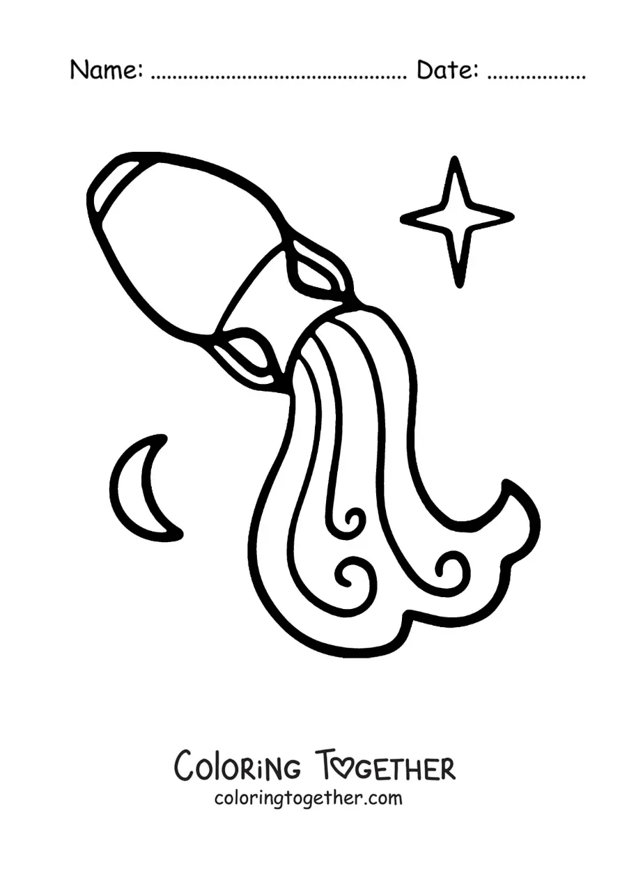 Coloring page of an Aquarius emoji