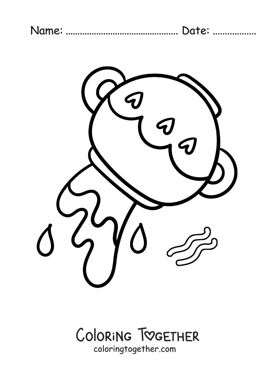 Coloring page of a kawaii Aquarius sign