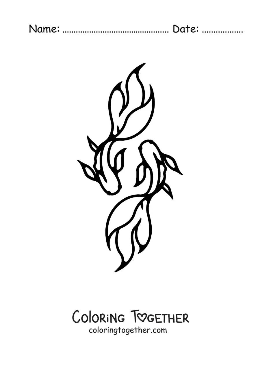Coloring page of a simple Pisces symbol