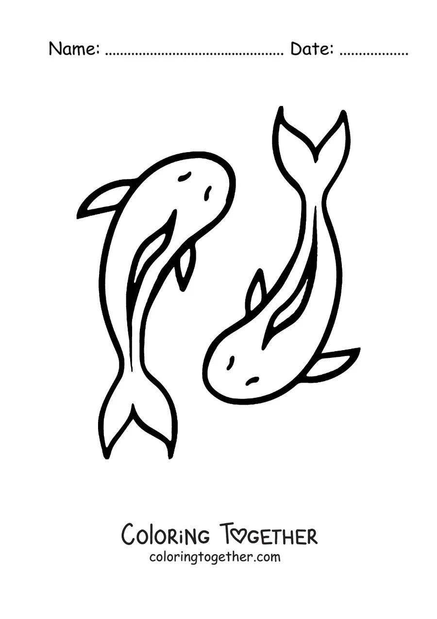 Coloring page of a Pisces emoji