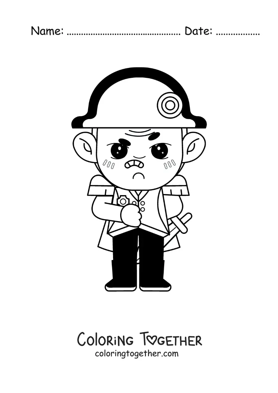 Coloring page of a cartoon of an angry Napoleon Bonaparte