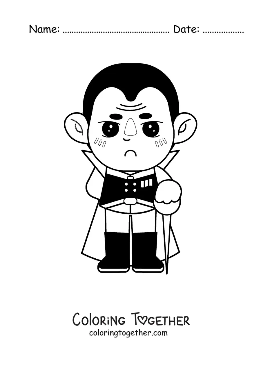 Coloring page of a cartoon of Napoleon Bonaparte