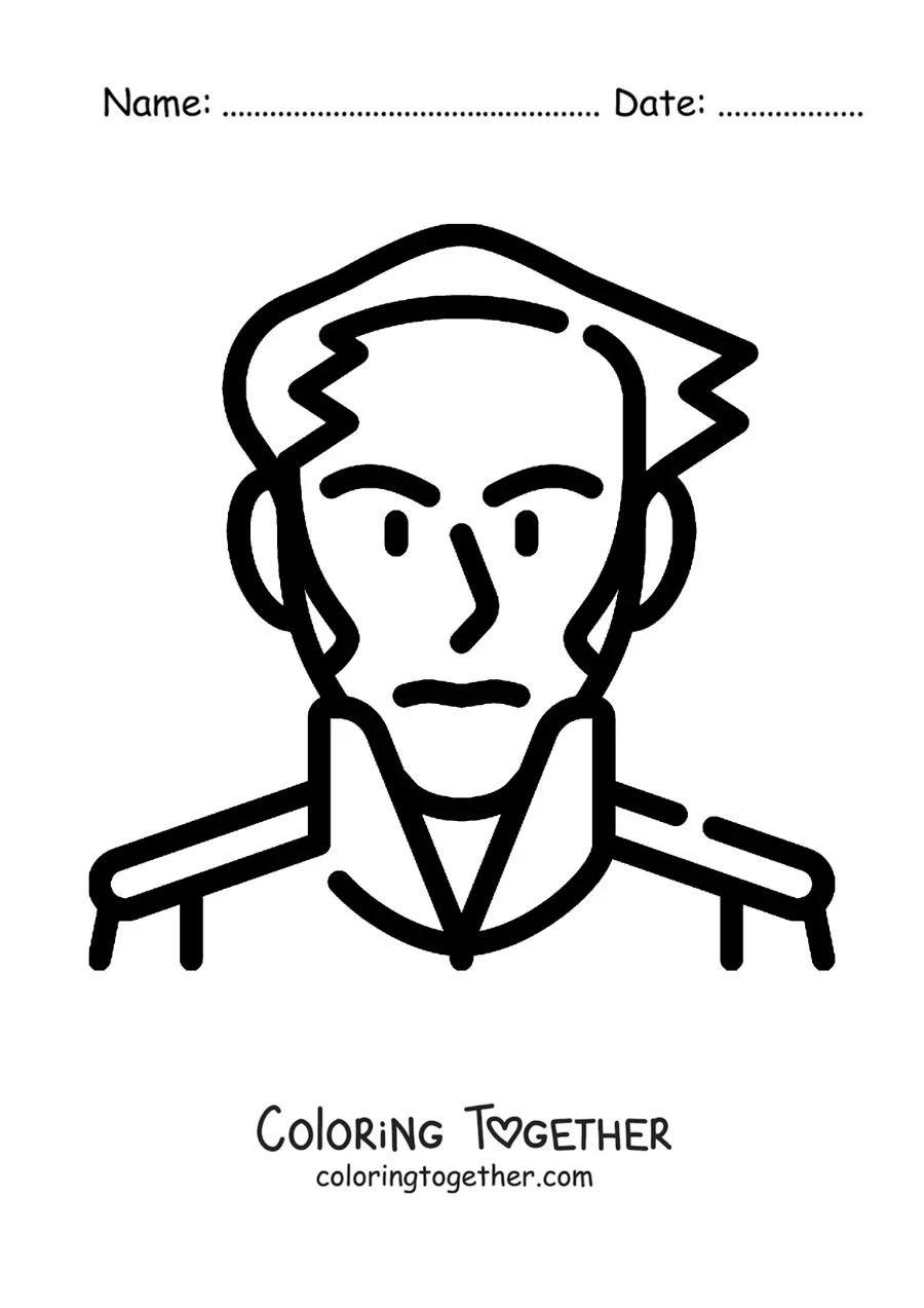 Coloring page of a Simon Bolivar emoji