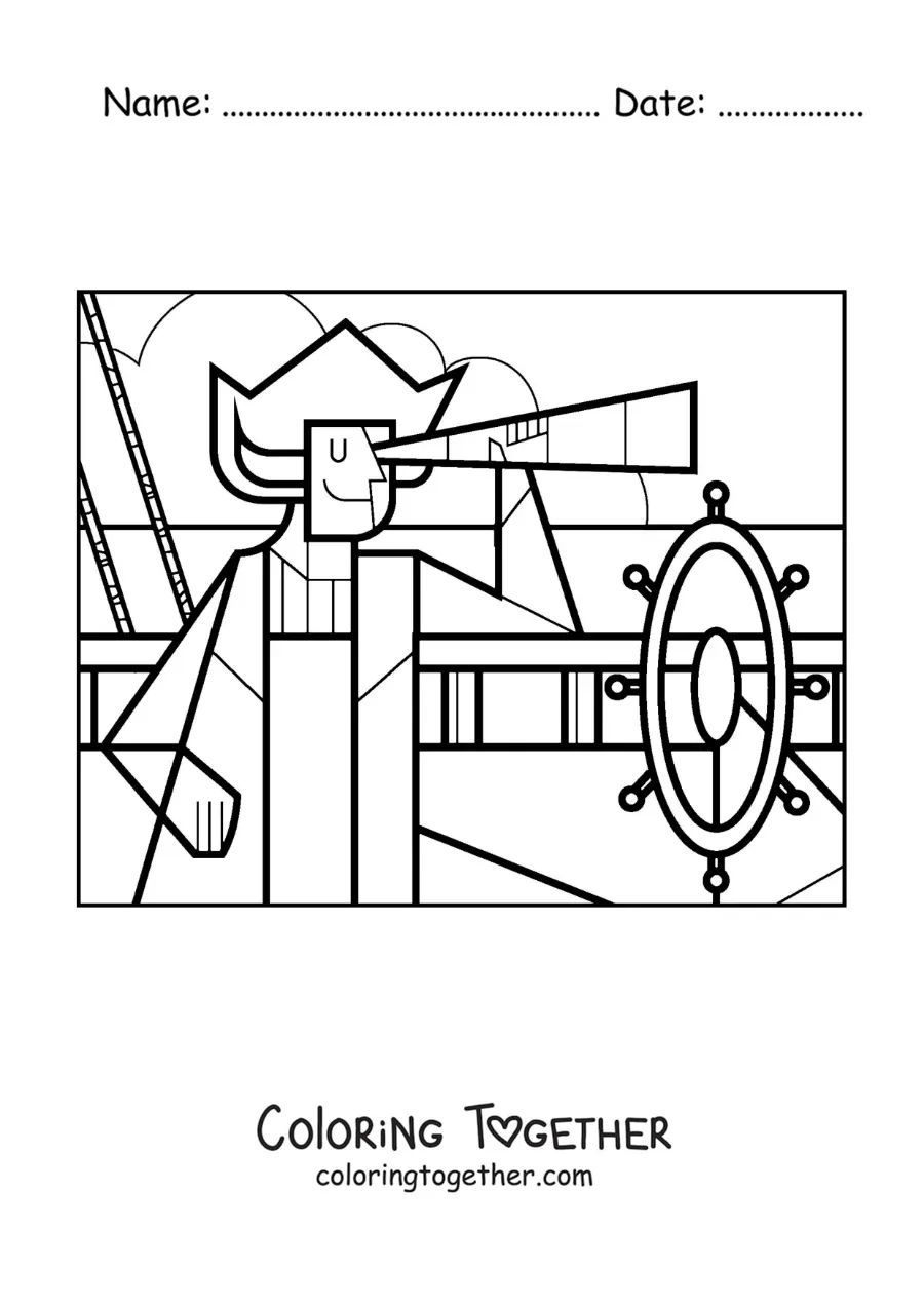 Coloring page of Christopher Columbus discovering America, made easy