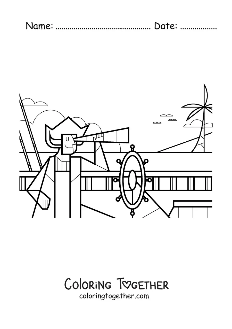 Coloring page of Christopher Columbus arriving in America for kids