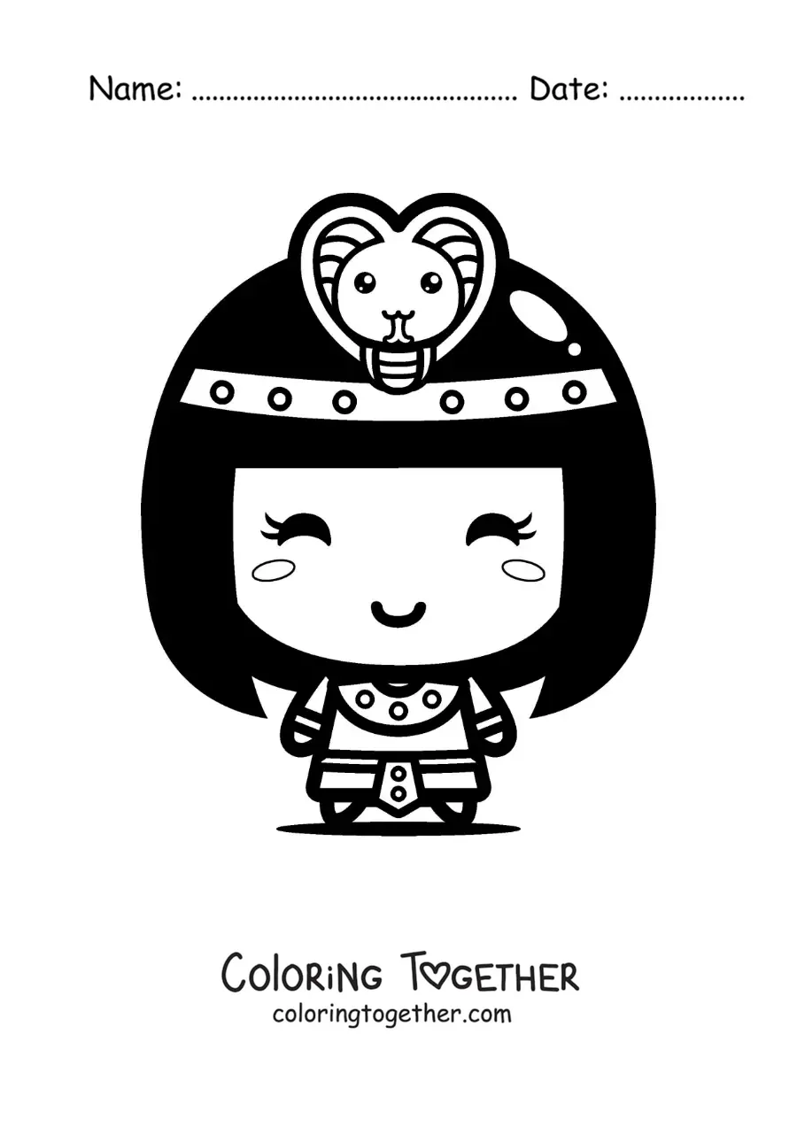 Coloring page of kawaii Cleopatra
