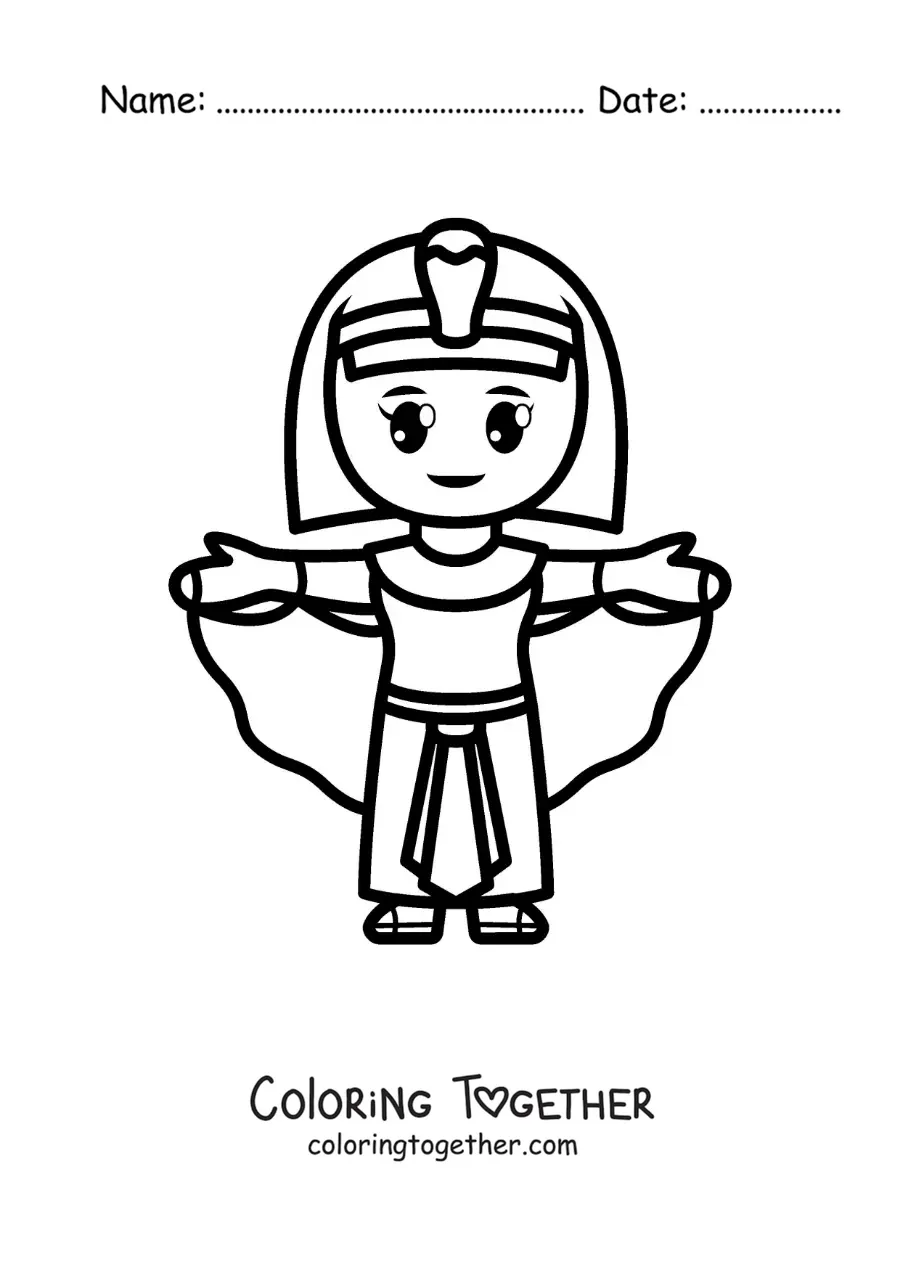 Coloring page of an easy Cleopatra cartoon