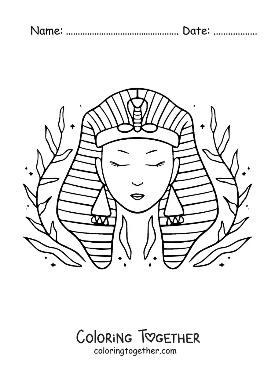 Coloring page of Cleopatra's mask
