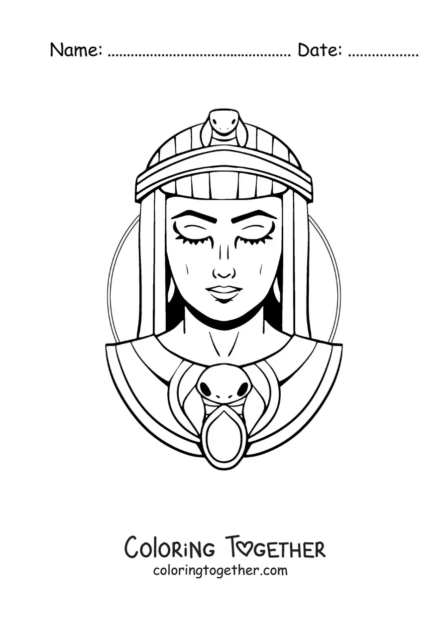 Coloring page of the face of Cleopatra from Ancient Egypt