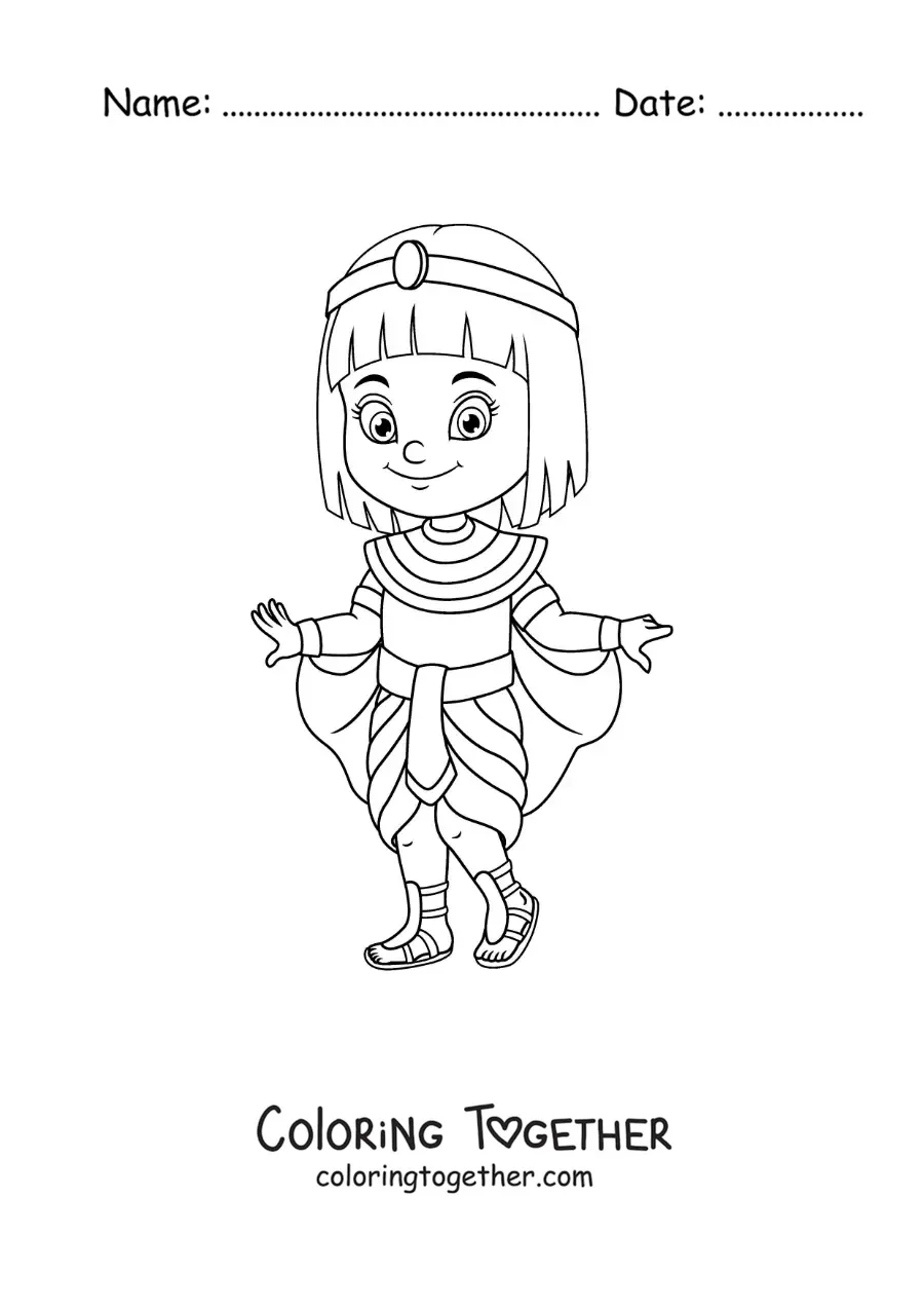 Coloring page of a Cleopatra cartoon