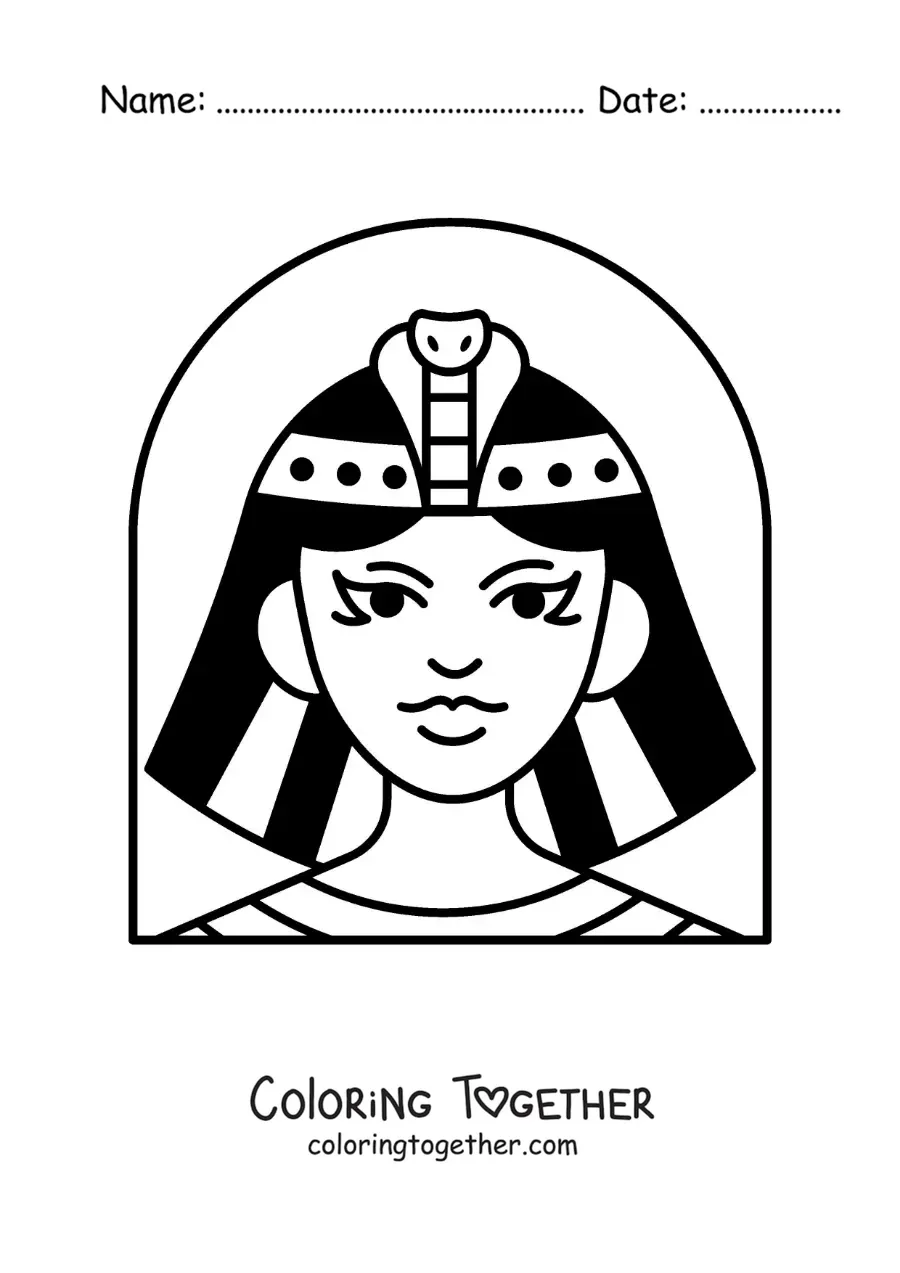Coloring page of Cleopatra's face made easy