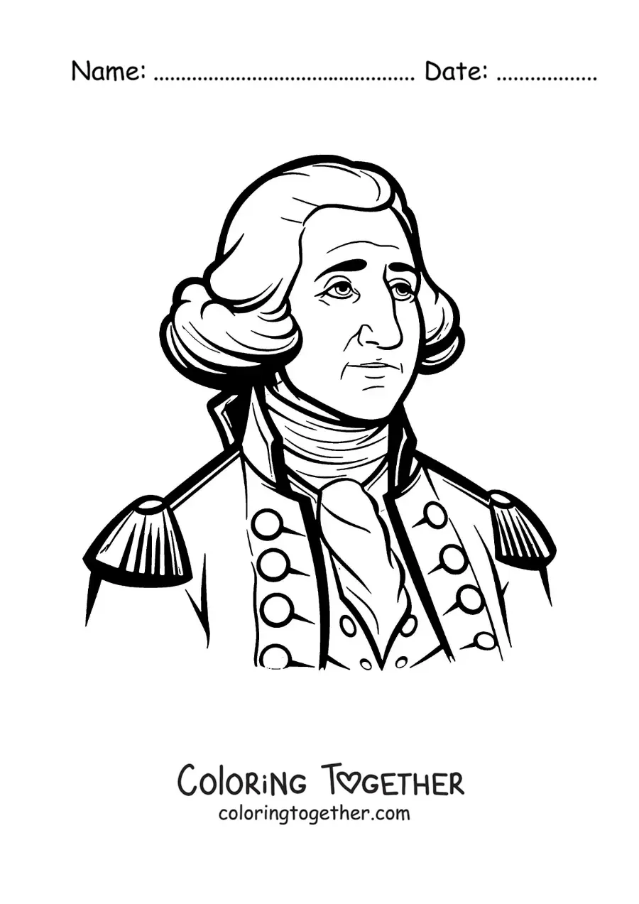 Coloring page of cartoon George Washington