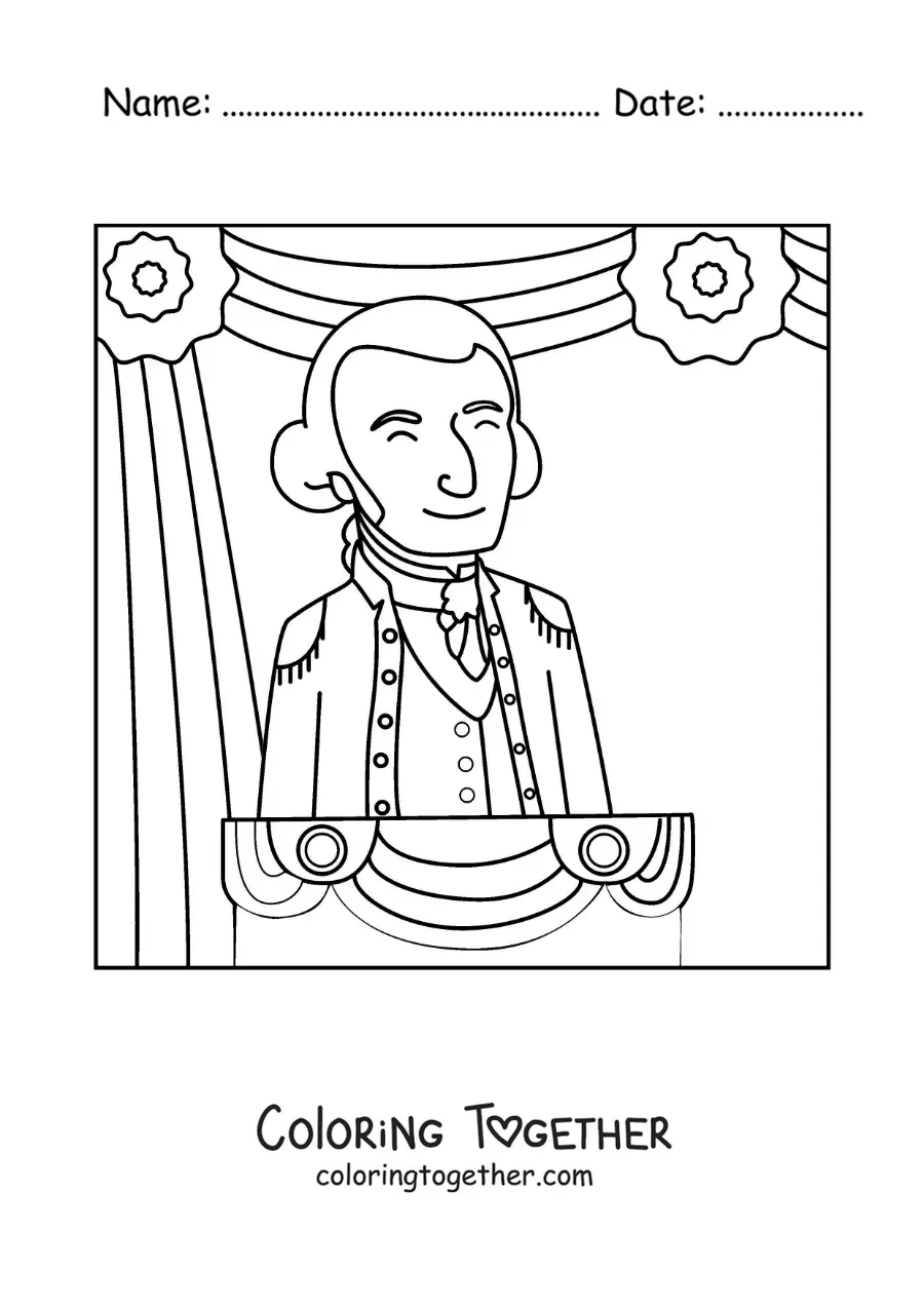 Coloring page of George Washington the first president of the United States