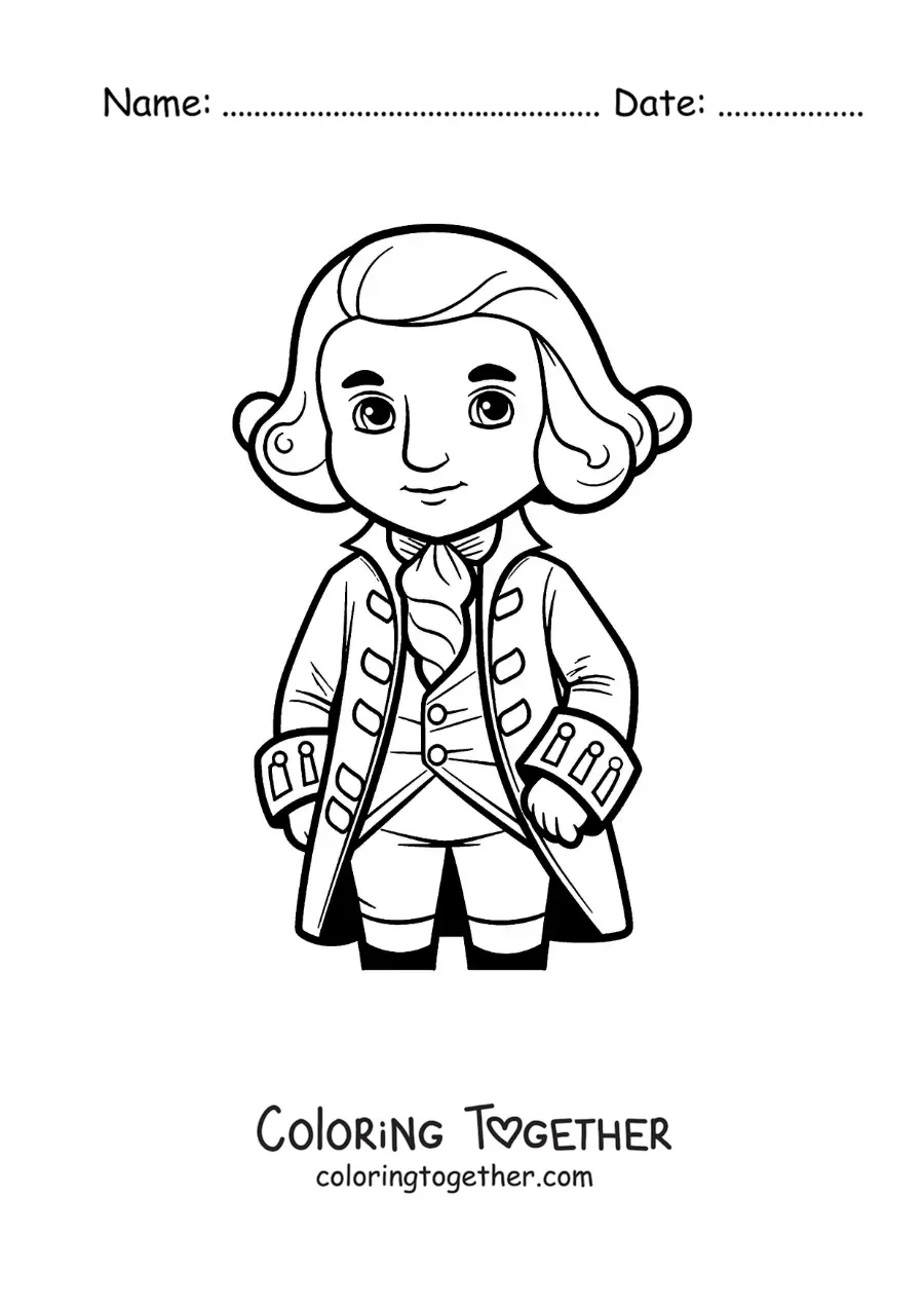Coloring page of cartoon President George Washington