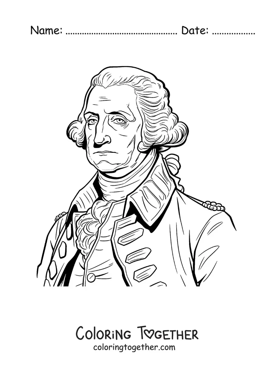 Coloring page of realistic President George Washington