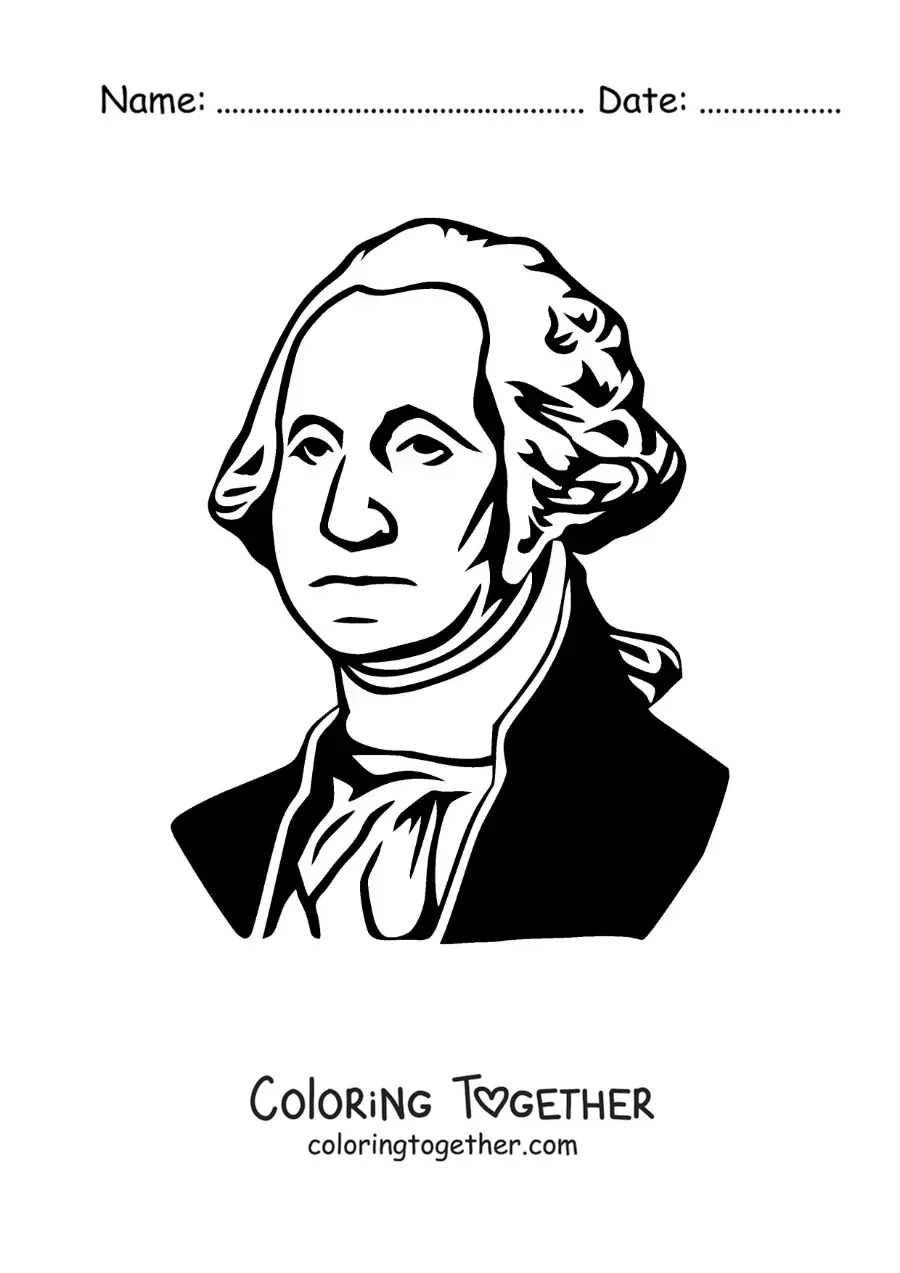 Coloring page of the face of George Washington