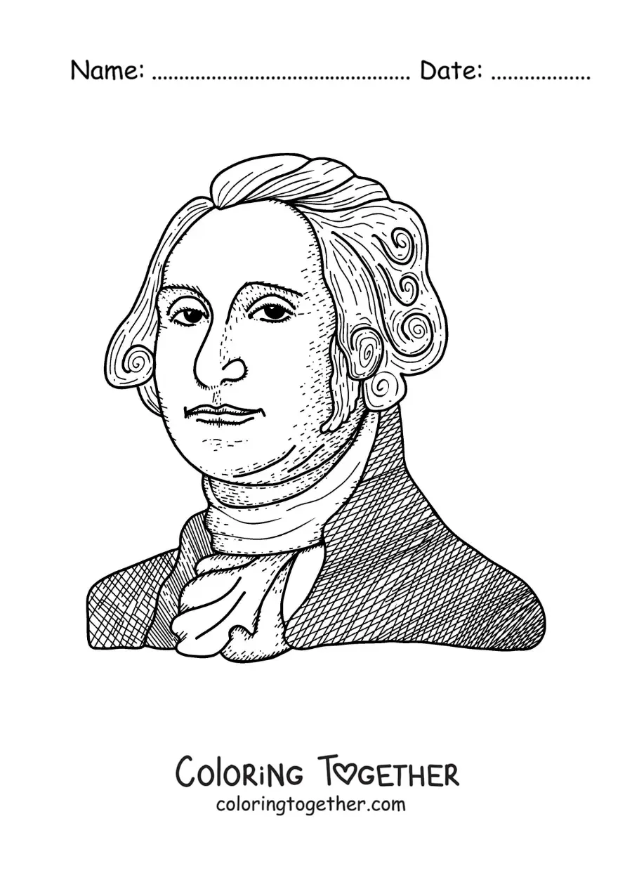 Coloring page of George Washington made easy
