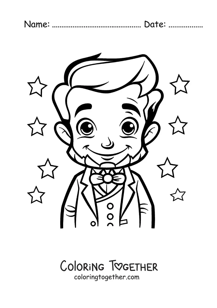 Coloring page of kawaii Abraham Lincoln