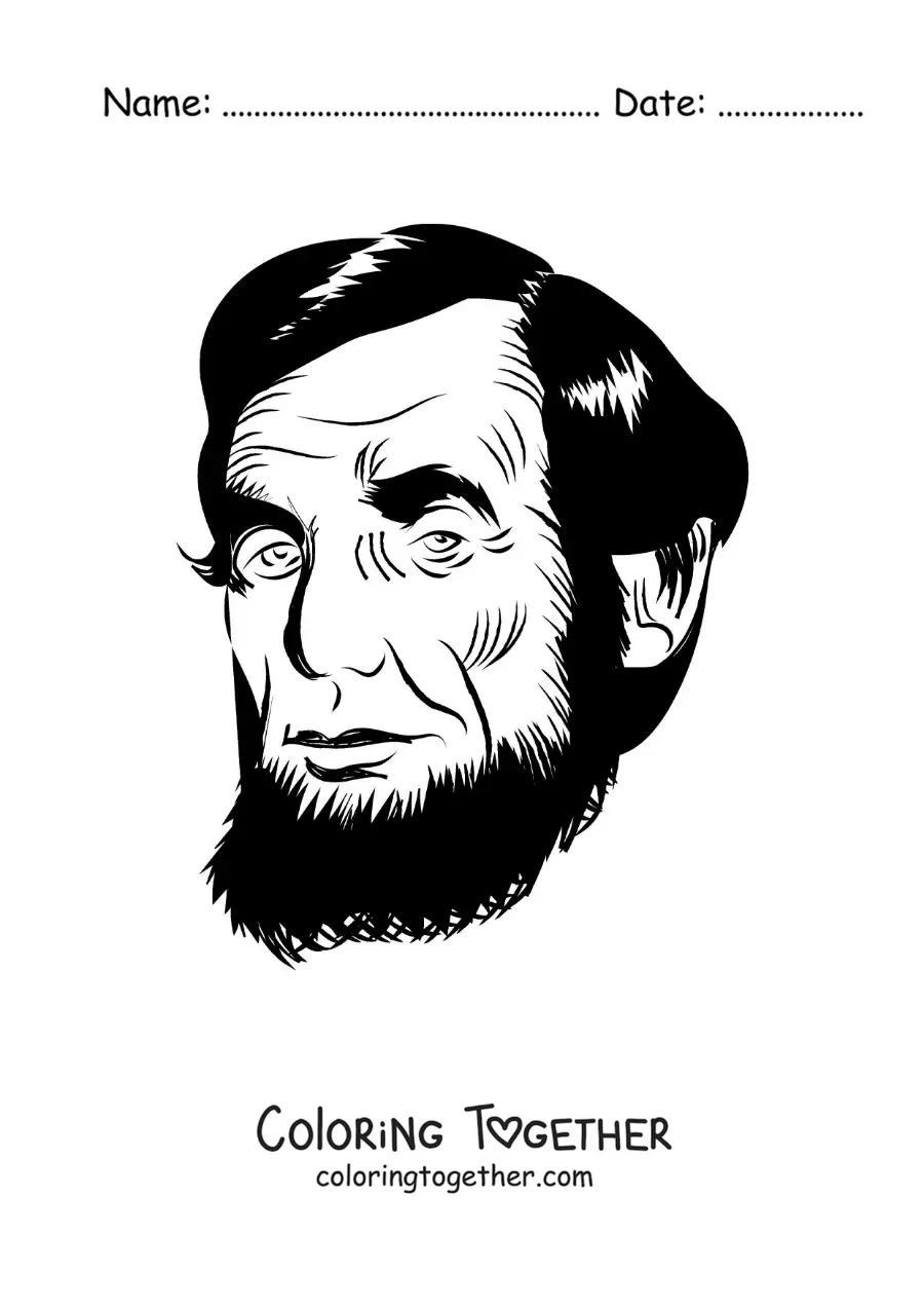 Coloring page of the face of Abraham Lincoln