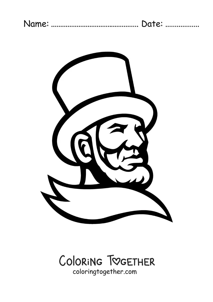 Coloring page of Abraham Lincoln made easy with a hat