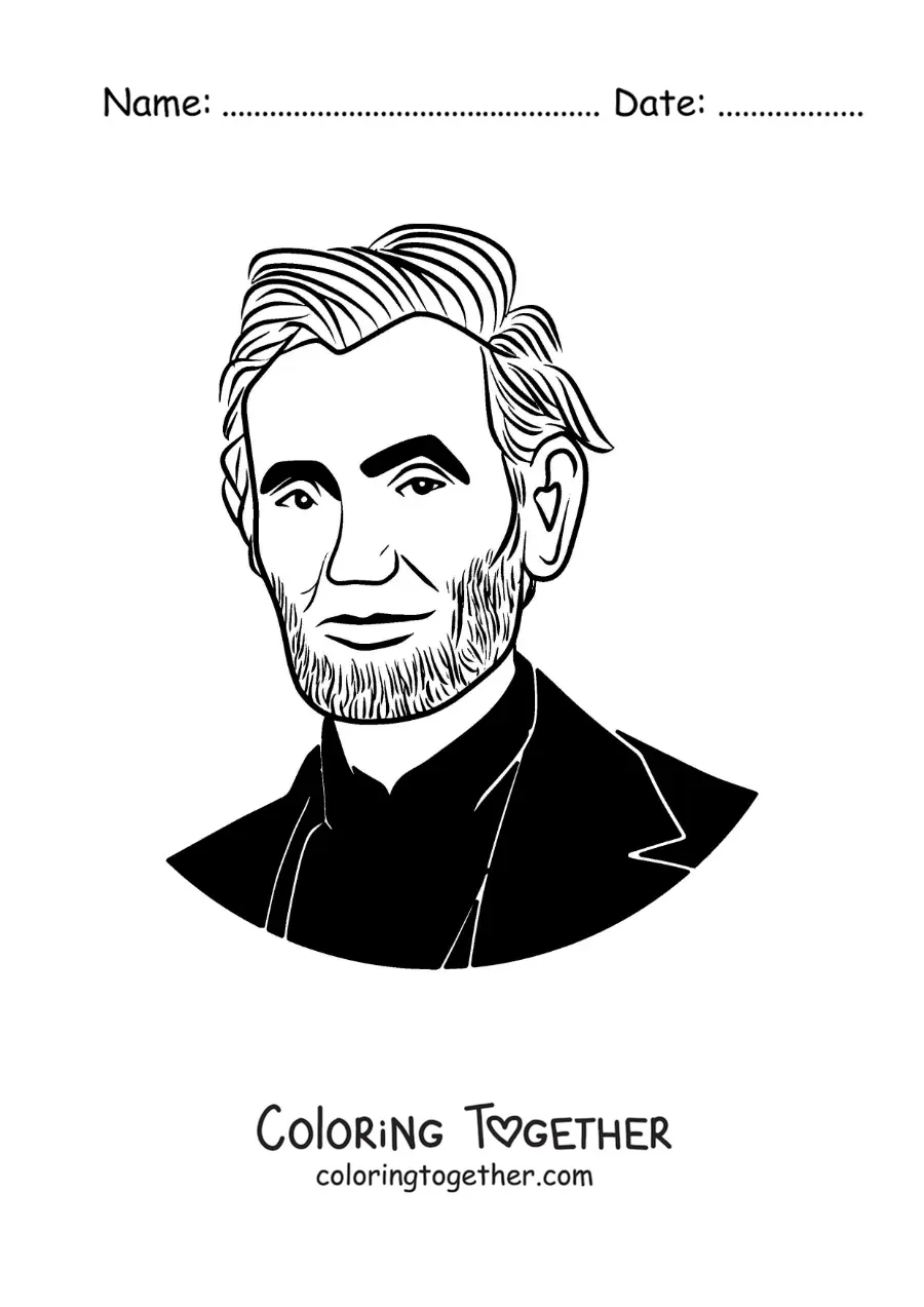 Coloring page of the face of President Lincoln