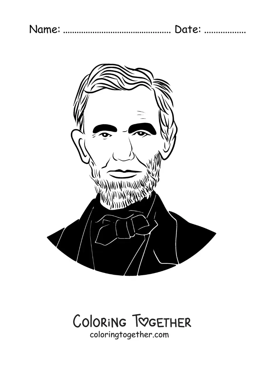 Coloring page of a portrait of Abraham Lincoln