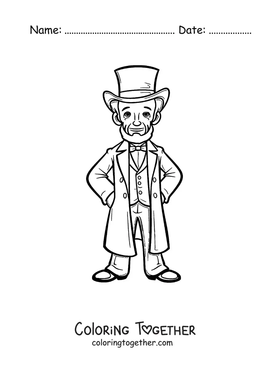 Coloring page of cartoon Abraham Lincoln
