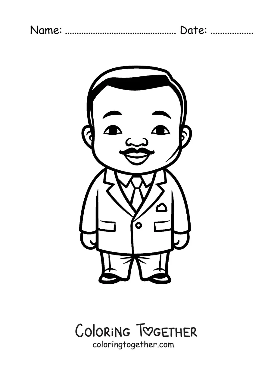 Coloring page of kawaii Martin Luther King Jr
