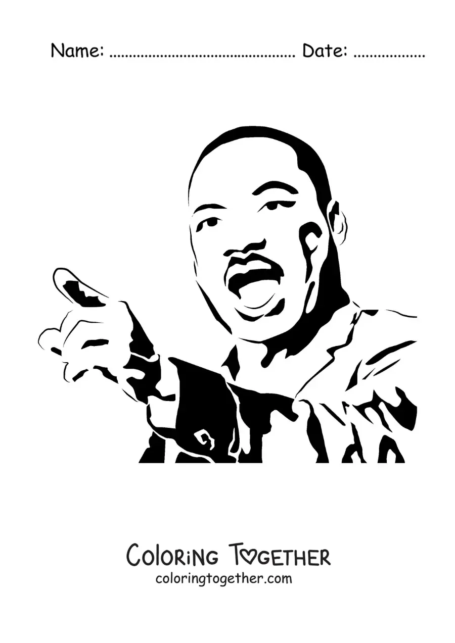 Coloring page of Martin Luther King speaking
