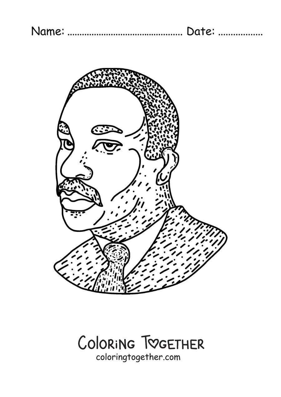 Coloring page of a Martin Luther King cartoon