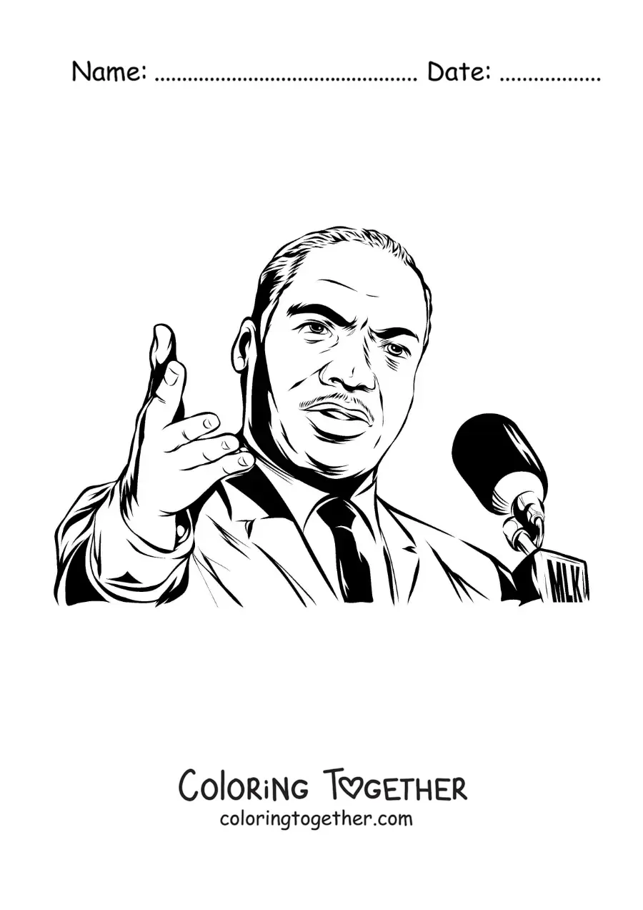 Coloring page of Martin Luther King's speech