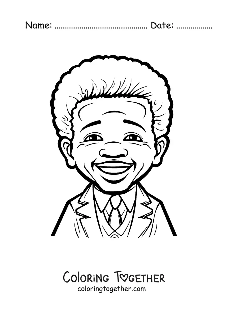 Coloring page of a Nelson Mandela cartoon