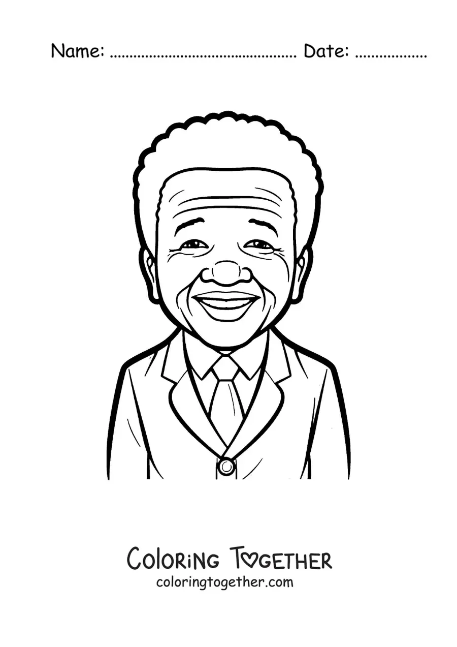 Coloring page of cartoon Nelson Mandela