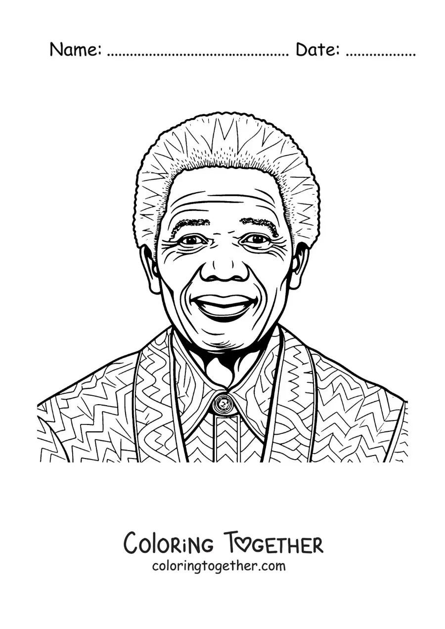 Coloring page of Nelson Mandela