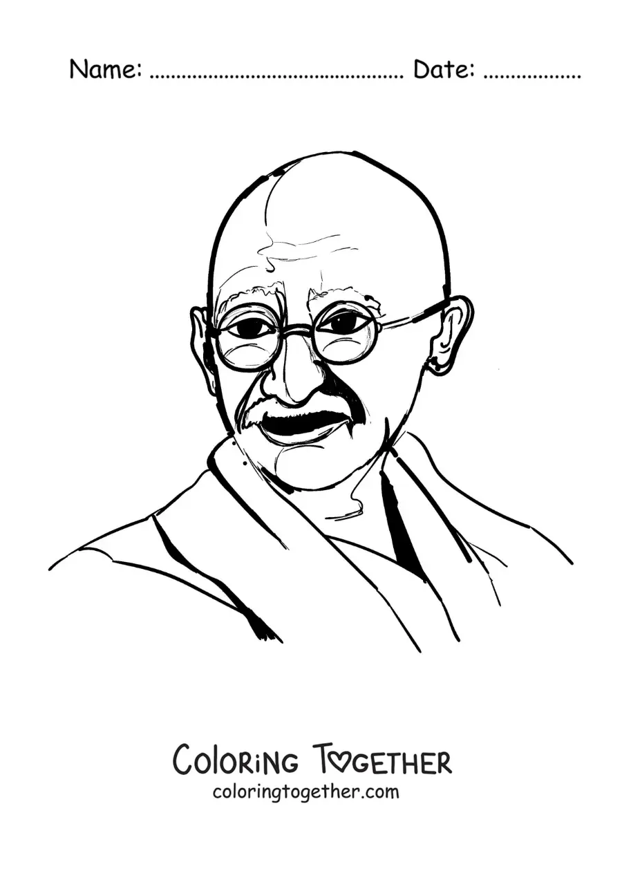 Coloring page of Mahatma Gandhi made easy