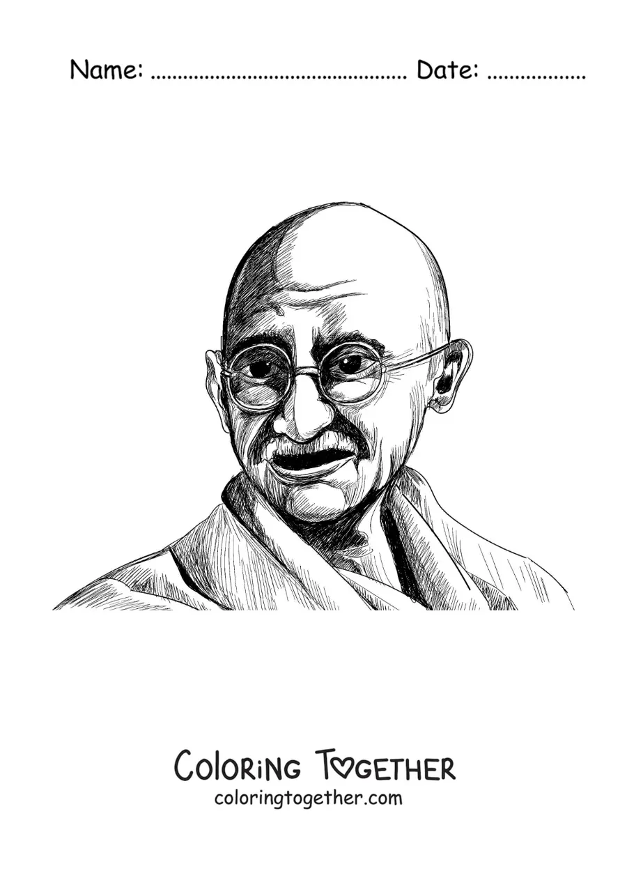 Coloring page of Mahatma Gandhi