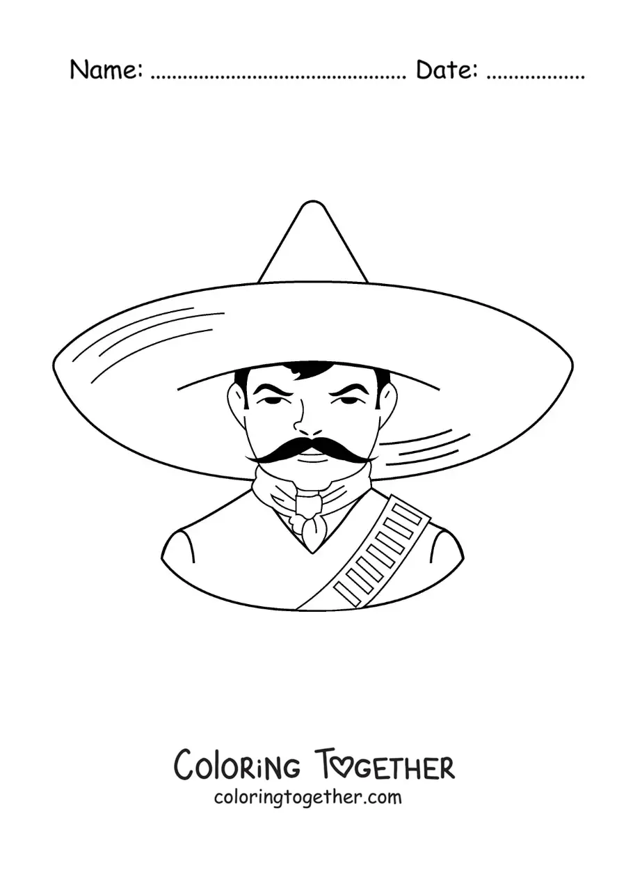 Coloring page of cartoon Emiliano Zapata