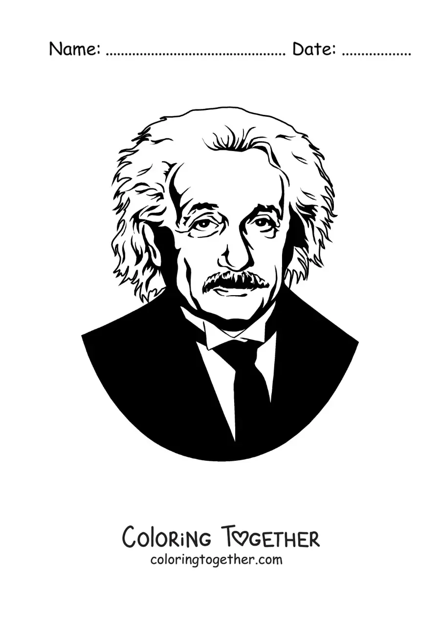 Coloring page of a portrait of Albert Einstein