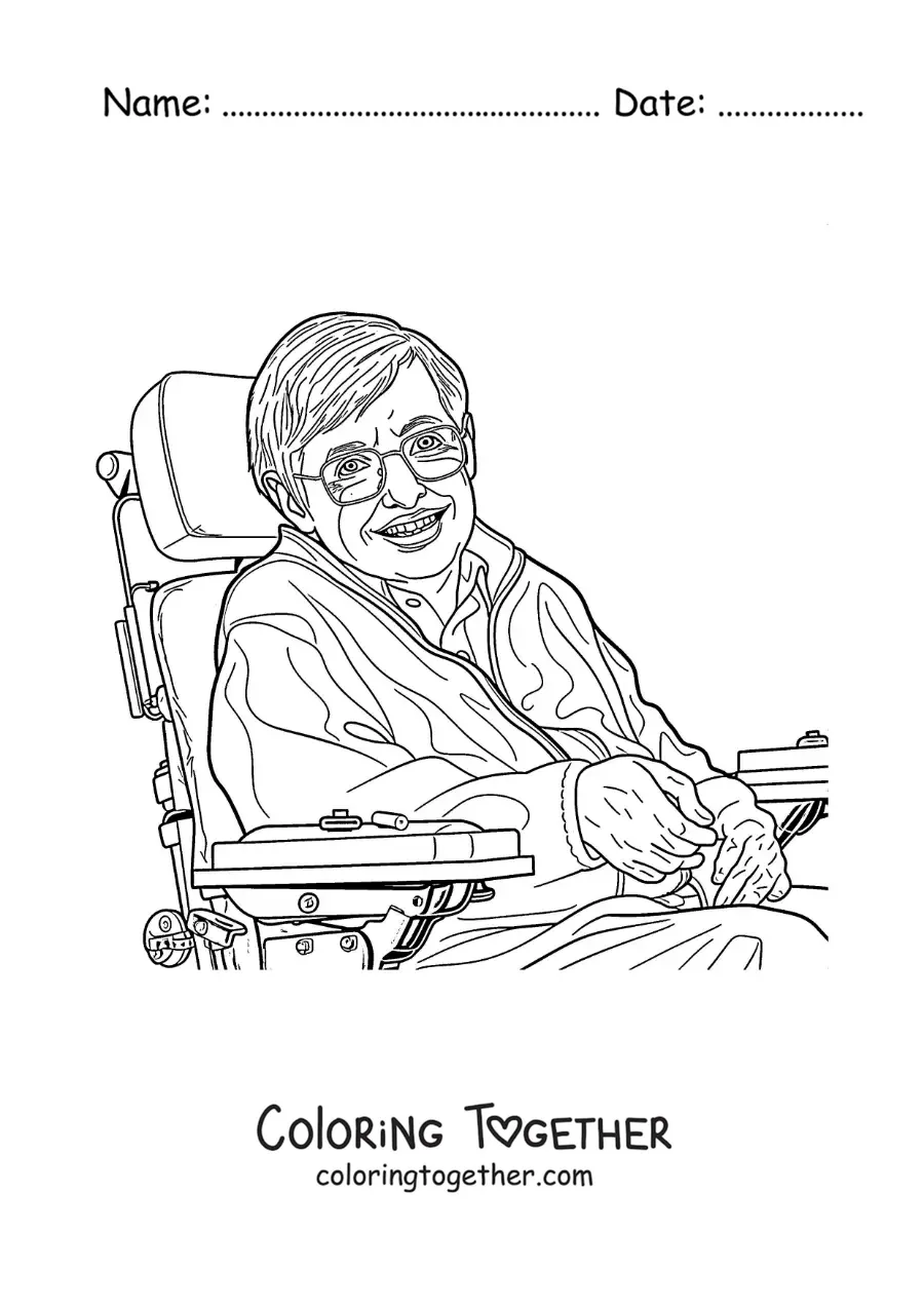 Coloring page of Stephen Hawking