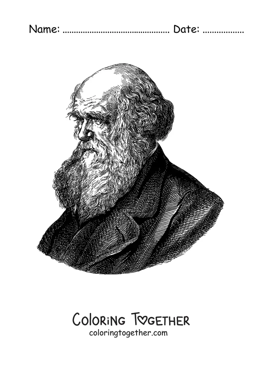 Coloring page of Charles Darwin