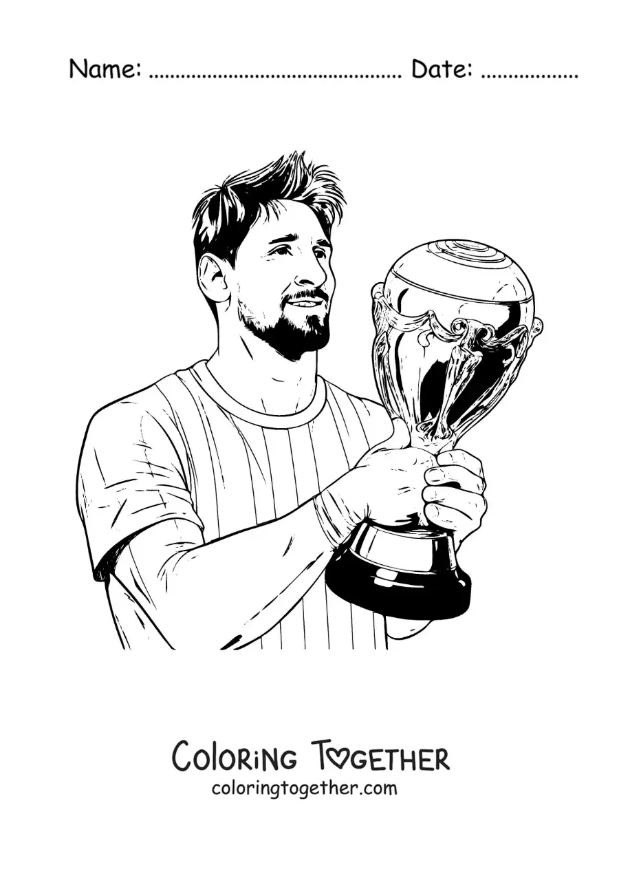 Coloring page of Lionel Messi world champion